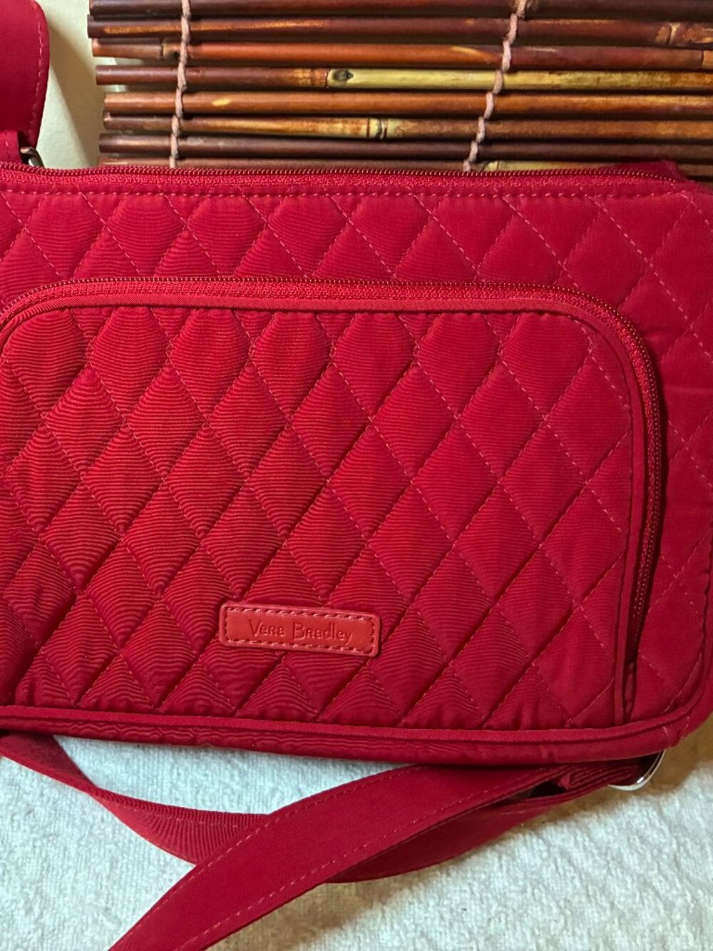 Red Vera Bradley Triple Compartment Crossbody Bag - Preppy Casual and Y2K style